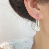 925 silver needle pearl fringed earrings new trendy light luxury broken silver stud earrings light luxury niche temperament versatile earrings