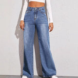 2025 2020 2025 Popular trade explosion cat beard horse willow loose high waist wide leg jeans women