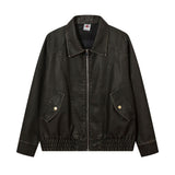 123 n retro popular autumn and winter street men's old jacket design men's and women's lapel leather jacket