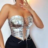 women's clothing popular hipster sexy lace-up explosion Spice girl top waist cardigan slim vest