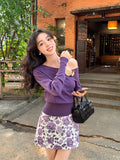 2025 spring new ins temperament off-the-shoulder wool bottoming shirt long-sleeved knitted sweater women's top 25149