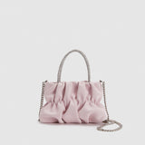HULIANFU 2025 Rhinestone handbag women's, women's bag manufacturers wholesale celebrity temperament pleated bag chain shoulder strap crossbody cloud bag