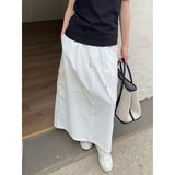 2025 THE MIND drawstring elastic waist tooling wind skirt 2025 spring and summer Korean version casual versatile A-shaped skirt T260