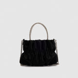 HULIANFU 2025 Rhinestone handbag women's, women's bag manufacturers wholesale celebrity temperament pleated bag chain shoulder strap crossbody cloud bag