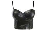 Popular trade hot sale leather women's clothing summer solid color elastic small vest underwear sexy exposed corset small suspenders