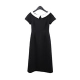 2025 THE MIND contrasting color lapel dress summer 2025 new Korean light luxury A-shaped dress women T5019X