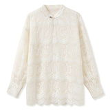 Guofeng  spring new light luxury silk top new Chinese lace design fashion shirt women MZ007