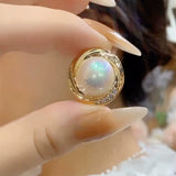 Temperament High-class sense Diamond-encrusted pearl pure silver needle earrings  new trendy light luxury versatile ear buckle atmospheric earrings