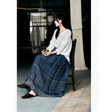 summer new literary and retro fairy loose large size simple solid color cotton and linen V-neck shoulder shirt women