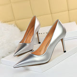 2025 272-2  style simple high heels glossy patent leather shallow mouth pointed head sexy and thin professional OL high heels single shoes