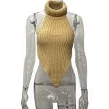 HULIANFU Sleeveless knitted vest women's 24 independent station autumn and winter design sense turtleneck sweater sexy babes slim short top