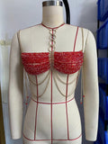 2025 Q5001Y Multi-layer chest chain жемчужная телоцепь pearl body chain