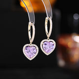 2025 Niche design fresh girl heart earrings super flash zircon inlaid ear buckle simple versatile temperament love shaped earrings
