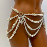 2025 LH4724  new waist chain pure desire sexy accessories, body chain imitation pearl hollow multi-layer fringed waist chain