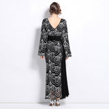 temperament socialite style sequined dress women's autumn and winter new waist thin long sleeve fishtail dress skirt