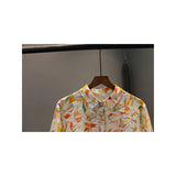 spring new product casual temperament printed shirt women's long sleeves loose large size comfortable ramie POLO collar top