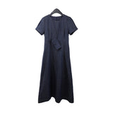 2025 THE MIND denim short-sleeved dress 2025 thirteen lines summer new Korean simple A-shaped long dress T5006X