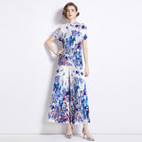popularT-shirt women's new high-end niche age-reducing suit pleated versatile top loose and thin pleated pants
