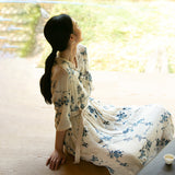 New Chinese dress, hibiscus flower embroidered commuter literary loose dress women's summer, travel photography skirt A0508