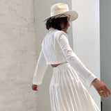 2025 fashion sexy babes navel-showing small suit  summer new versatile solid color strap cardigan fake two pieces