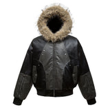 A79B n retro popular winter trend coat splicing color matching thickened men's thermal hooded seat mountain carving cotton suit