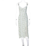 HULIANFU 2025 style  spring explosive new small floral split suspender dress  Popular trade wholesale women's clothing