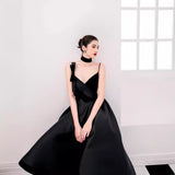 2025 Black segment black swan niche design evening dress waist thin elegant annual meeting host dress dress