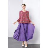 Miyake three-dimensional flower decoration versatile pleated cardigan top plus irregular loose pleated pants fashion suit