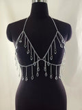 2025 FB3475  body chain transparent crystal gemstone pendant fringed chain chest chain waist chain leg chain body chain