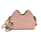 HULIANFU 2025 ins super fire cute cat leopard print plush small bag Korean version embroidered letter matte women's bag Popular style messenger bag