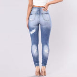 2025 2025 denim ripped women's clothing wish  elastic pants women