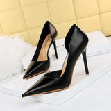 2025 1363-3 Retro  sexy nightclubs showing thin high heels women's shoes super high heels shallow mouth pointed side hollow single shoes