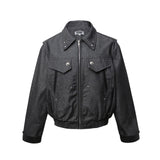K43 n Vintage  Spring Neutral Street Python Metal Buckle Premium Men's Loose Jacket