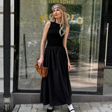 2025 popular  round neck sleeveless pullover splicing inner dress  autumn new New long dress women's clothing