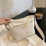 HULIANFU 2025 wholesale solid color retro nylon cloth bag new simple women's shoulder bag outdoor sports and leisure messenger
