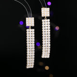 2025 Luxury high-end earrings wholesale, bright full zirconium inlaid banquet dress with long face-showing thin fringed earrings