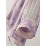 2025 [Romance in Provence] Mulberry Silk  Silk Shirt, Purple Shirt  Spring/Summer V-Neck Top