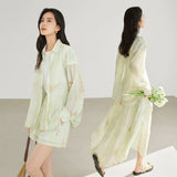 Mint Mambo Shirt Set Skirt Women's popular Summer Printed Shorts B0516 Skirt Lazy Three-piece Set