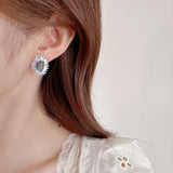2025 Summer simple temperament niche high-end earrings fashionable small fresh geometric fireworks earrings zircon jewelry wholesale