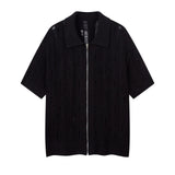 231 n retro high-end street lazy hollow design knitted sweater loose men's cardigan short-sleeved T-shirt