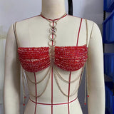 2025 Q5001Y Multi-layer chest chain жемчужная телоцепь pearl body chain