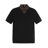 0245 n street tide deconstruction lapel splicing design men's street senior sense fit version polo short-sleeved T-shirt