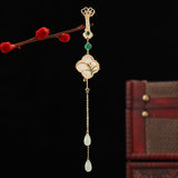 2025 Chinese style Hanfu fringed pendant cheongsam pressure placket Guochao natural fritillary ruyi flower retro style clothing accessories