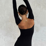 2025 ins autumn new Sexy women's integrated pants fashionable Spice girl square neck long-sleeved backless trousers