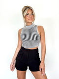 HULIANFU new 2025 fashion striped navel short versatile slim top women's wholesale