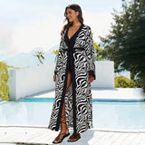2025beach blouse human cotton zebra pattern vacation bikini sunscreen cardigan New  blouse