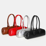 2025 Baguette bag popular new glossy versatile messenger bag simple fashion handbag large capacity casual shoulder bag