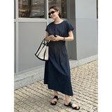 2025 THE MIND pleated denim dress 2025 thirteen rows summer new Korean version waist and thin dress T5017X