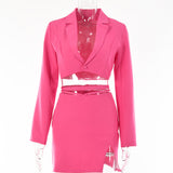 2025 Popular,  ins summer hot-selling new OL suit women's fashion sexy babes small suit micro-split strap short skirt