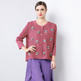 Miyake Hot Trade Loose and Versatile Three-dimensional Decorative Design Sense Folded Small Jacket Casual Long Sleeve Top Women